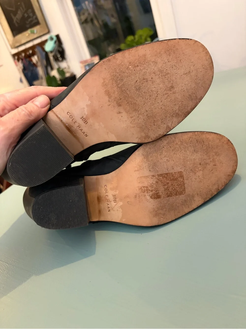 Cole Haan Black Nubuck Ankle Booties with Block Heel